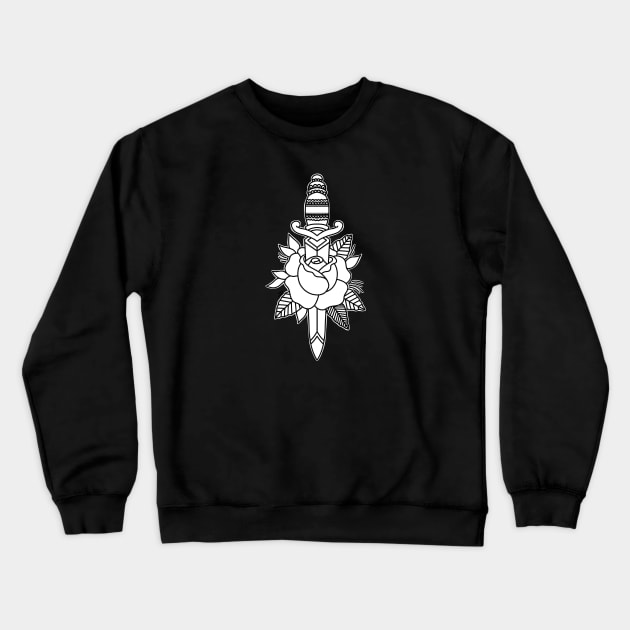 HomeSchoolTattoo Dagger and Rose Crewneck Sweatshirt by HomeSchoolTattoo